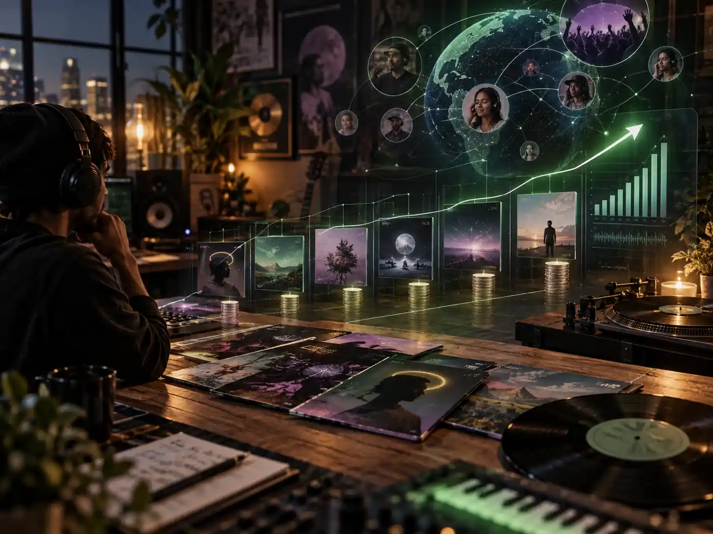Auditeurs Spotify répartis dans le monde autour de statistiques de croissance artistique