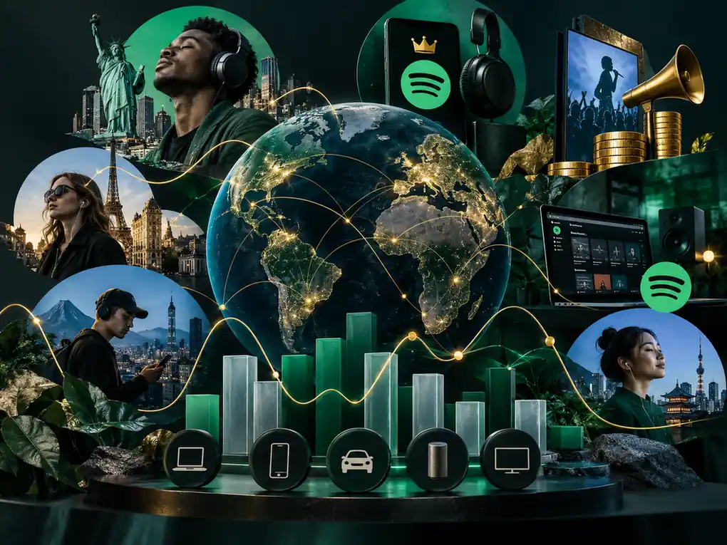 Artiste suivant la croissance mondiale des écoutes et revenus de son catalogue