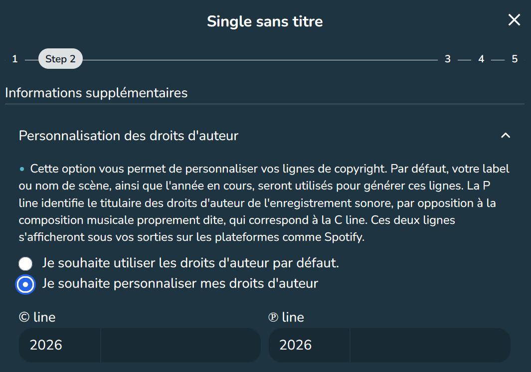 Personnalisation des droits d'auteur (C-Line et P-Line)