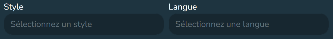 Choix du style et de la langue de la distribution